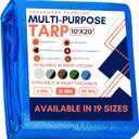 Large Waterproof Tarp - Heavy Duty 10 Mil Thick Poly Tarpaulin Ideal for Canopy Tents, Boats, RV or Pool Covers - Multipurpose Protective Tarps with Grommets for Indoor and Outdoor Use | 10' x 20' (Blue-medium Weight Protection)