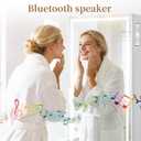 LED Mirror Jewelry Cabinet with Bluetooth Speaker ，Door/Wall Mounted,Equipped with Three Color Light Strips,Full-Length Illuminated Mirror,Jewelry Storage Function