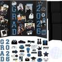 MiniInflat 4 Set Graduation Photo Display Board Trifold Poster Board for Class of 2026 Grad Party Picture Display Graduation Photo Frames for Multiple Pictures Table Decor(Blue,24 x 32 Inches)