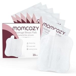 Momcozy Hydrogel Nipple Pads with Soothing Lanolin, Soothies Gel Nursing Pads Provide Instant Cooling Relief, Breastfeeding Essentials, 20 PCS