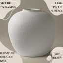 White Ceramic Vase 7.9 inch Round Minimalist Leak-Proof Vases for Flowers with Soft Pads, Modern Farmhouse Decor for Living Room