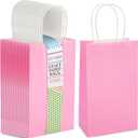 BLUE PANDA 25-Pack Pink Gift Bags with Handles - Small Paper Treat Bags for Birthday, Wedding, Retail (5.3x3.2x9 In)