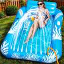 Inflatable Tanning Pool Lounger Float with Sprinkler-6 in 1 Suntan Tub Raft Floatie with Drink Holder Sunbathing Water Lounge-Tanning Bed Mat Pad for Adult Blow Up Kiddie Pool Kids Ball Pit Pool (L)