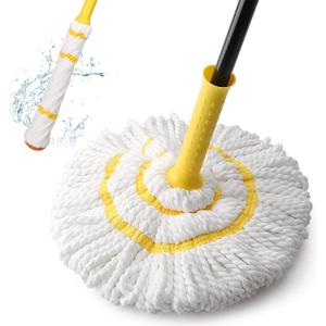 KeFanta Self-Wringing Twist Mop for Floor Cleaning, Long Handled Microfiber Floor Mop with Top Scouring Pad for Kitchen, Hardwood, Restaurant, Bathroom, Garages, Warehouses, Office,57-inch