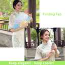 2 x 2 Pack Folding Fans Hand Fans for Women Foldable Handheld Fan Abanicos de Mano Hand Held Chinese Style Silk Bamboo Fans for Dancing Cosplay Wedding Party Props Decoration, Fairyland Color Phoenix Deer