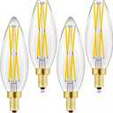 E12 Edison 8W LED Bulb, 100 watt Equivalent Candelabra Dimmable Chandelier Light Bulbs 3000K Soft White Clear 850lm E12 Vintage LED Filament Vintage Candle Bulb with Decorative,4-Pack (3000k)