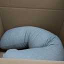 Momcozy Pregnancy Pillows for Side Sleeping, J Shaped Maternity Body Pillow for Pregnancy, Soft Pregnancy Pillow with Jersey Cover for Head Neck Belly Support, Grey