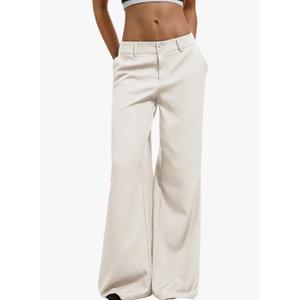 GORGLITTER Women's Dress Pants Low Rise Wide Leg Trousers Business Casual Work Dressy Low Waisted Straight Slacks Pants Size Medium