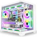 MATX PC Case, 6 ARGB Fans Pre-Installed, Type-C Gaming PC Case, 360mm Radiator Support, Tempered Glass Front & Side Panels, Mid Tower White Micro ATX Computer Case (Not for ATX)