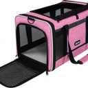 GAPZER Cat Carrier 18x11x11 Delta Airline Approved, Easy Load Soft Pet Plane Travel Bag 15 pounds, Teacup Dog Crate 12 lbs, Yorkie Kennel Carrying Case, Kitten Toy Poodle Mesh Cage up to 20lbs Pink (Medium)