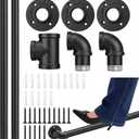 2 x Zonon 6 ft Bar Foot Rail Kit Bar Rest Brackets Undercounter Mount Hardware and Tubing Complete Kit Foot Railing Stainless Steel Brass Finish for Kitchen Island Indoor Outdoor Stairs Loft Porch (Black)