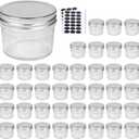 Accguan 4oz Glass Jars With Lids(Silver),Mason Jars,Ideal For Honey,Jam,Wedding Favor,DIY Magnetic Mini Spice Jars For Kitchen, Set of 40