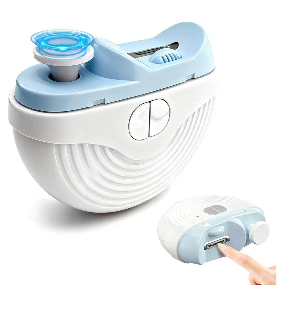 TdulxiaElectric Nail Clipper, 3 Speeds Automatic Nail Clipper for Thin & Thick Nail with 2-in-1 Grinding Heads, LED Light & Nail Scraps Storage, Electric Nail Trimmer for Adults,Seniors and Kids (Blue)