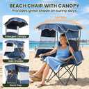 DoCred Beach Chair with Canopy Shade,Portable Folding Camping Chair with Cooler Bag & Cup Holder, Reclining Beach Loungers for Adults Outdoor Camp,Sports,Beach, Tailgates, Fishing