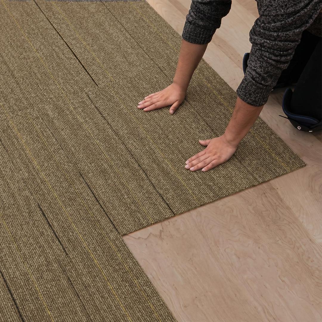 20"x20" Peel and Stick Carpet Tiles, 10-Pack Self-Adhesive Floor Squares with Non-Slip Soft Padding for Indoor Outdoor Use in Kitchen, Bedroom, Office (PD-05)