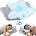 Cervical Neck Pillow for Pain Relief - Ergonomic Side Sleeper Pillow for Neck Support, Contour Orthopedic Cervical Pillow for Sleeping, Cooling Memory Foam Pillows for Back Stomach Sleepers (Blue)