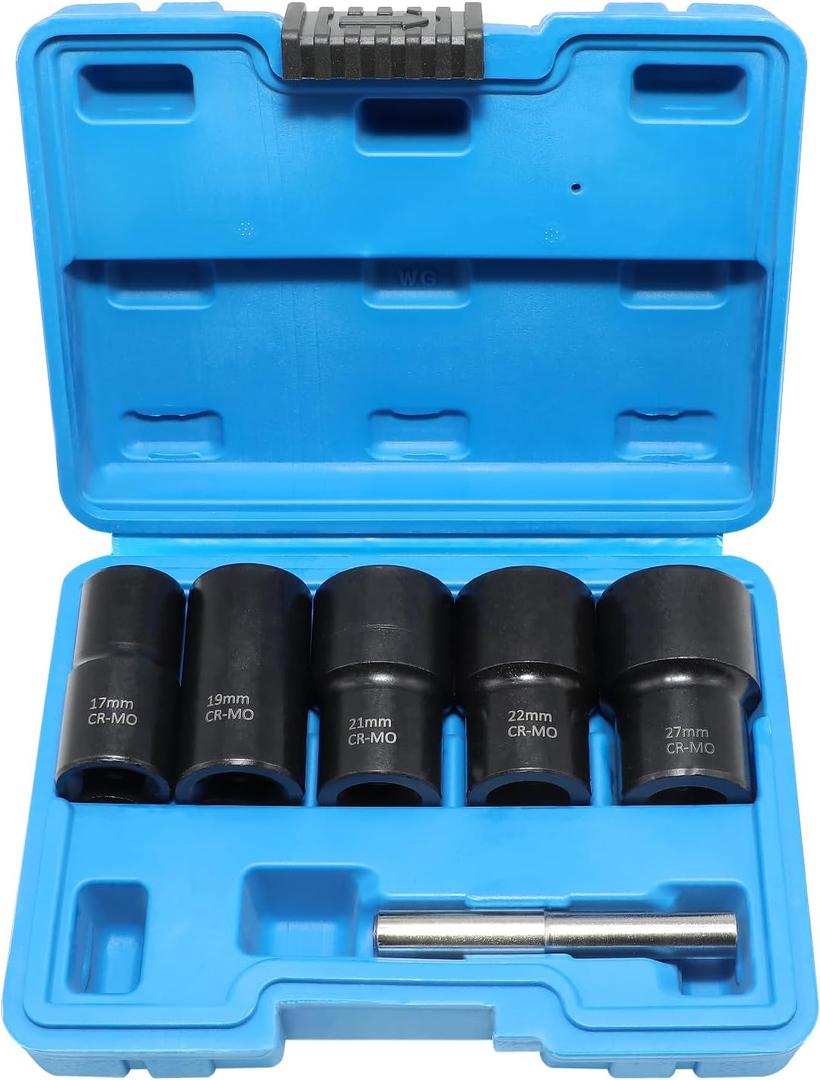 Lug Nut Remover Socket Set, Wheel Locking Stripped Nut Extractor Old Rusted Damaged Emergency Bolt Remove Twist Socket 17mm 19mm 21mm 22mm 27mm