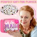 Empty Mahjong Tile Bag American PVC Clear Mahjong Case Size 166 Waterproof Zippered Storage Tile Holder Rack Bag for Game Lover Gift Travel, Case Only (Hot Pink,Mahj)
