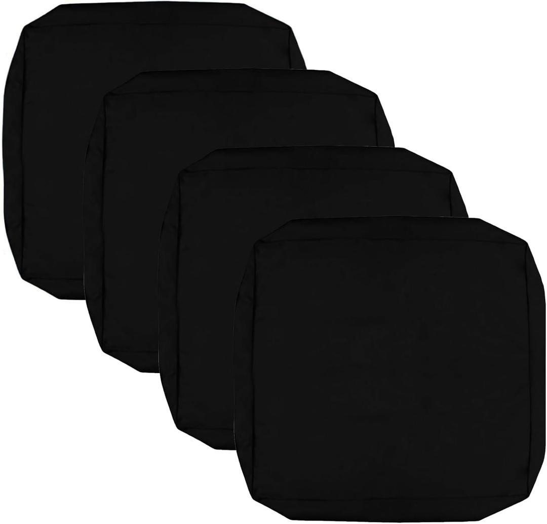 FLYMEI Patio Cushion Covers 25x27x5 Waterproof Outdoor Cushion Cover Replacement 4Packs Outdoor Seat Cushion Slipcover for Rattan Chair Sofa, Black
