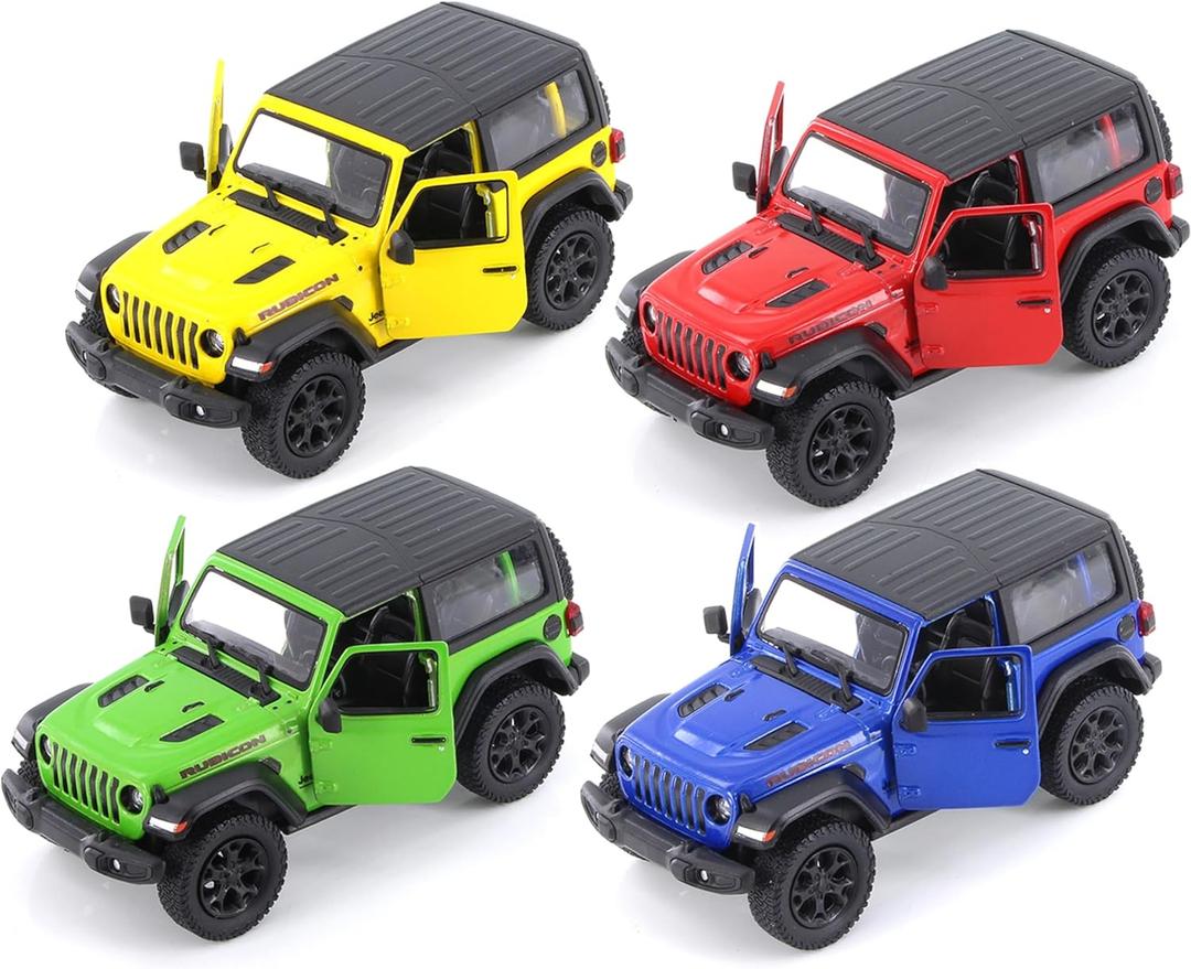 KiNSMART - Jeep Wrangler Rubicon Off Road 4x4 5 inch 1:34 Scale Die Cast Model Replica Toy Car (-SetOf4 Hardtop) (Multicolour)