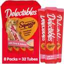 Hartz Delectables Squeeze Up Interactive Lickable Wet Cat Treats for Adult & Senior Cats, Tuna & Salmon, 4 Count(Pack of 8)