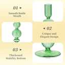 Hewory Glass Candlestick Holders Set: 3PCS Green Candle Holder Taper Candle Holders Bulk, Crystal Ribbed Candle Sticks Holder Decor for Table Centerpiece Wedding Christmas Thanksgiving Dinner