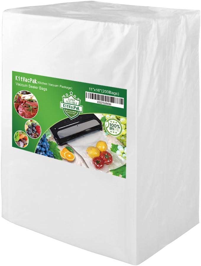 200 Gallon11X16 Vacuum Food Sealer Bags with BPA Free and Heavy Duty,Commercial Grade Vacuum Sealer Freezer Bags Compatible with Any Type Vacuum Sealer Machine