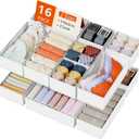 DIMJ Drawer Organizer Clothes Storage - 16 Pack Baby Dresser Organizer for Nursery, Foldable Drawer Dividers for Bedroom Closet Organization, Fabric Storage Bins for Socks, Underwears, Bras (White)