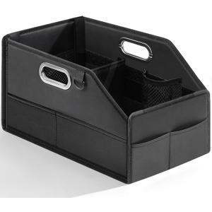 Car Seat Organizer for Back Seats&Front-Foldable PU Leather Storage with Adjustable Dividers,2 Cup Holders&7 Mesh Pockets-Detachable Design with Metal Handles for Kids Travel,Toys,Snacks