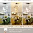 Modern Crystal Chandeliers 4 Ring LED Crystal Pendant Light DIY Adjustable High Chandelier for Dining Room Living Room Bedroom 3 Color Changeable, 7.9"-11.8"-15.7"-19.7"