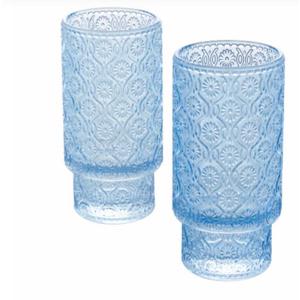 Tabletops Gallery 2 Piece Textured Glass Set - Blue