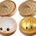 Dumpling Squishy,Dumpling Squeeze for Stress Relief (Glitter White+Glitter Gold)