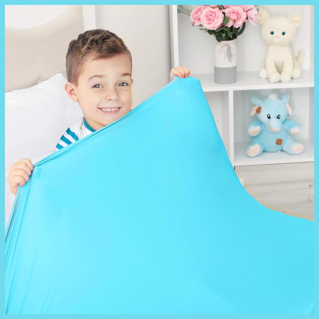 Sensory Compression Blanket | Spandex Bed Sheet for Kids & Adults | Deep Relaxing Feeling, Release Oxytocin | Helps With: SPD, Anxiety, ADHD, Autism and More | Breathable & Stretchable | Twin Size (Turquoise)
