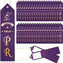 Hotop 50 Pcs Track and Field Personal Record Ribbons Dark Purple Award Ribbons Flat Carded Award Ribbon with Event Card and Rope for School Competition Sports Contests Office Team Prizes