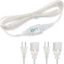 15 Ft Clear Extension Cord - 2 Pack with UL-Certified 2 Prong Indoor Cord Extension, Male to Female Adapter, 2 x 16AWG 10A/250V