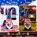 Patriotic Gnome Statue with Solar Lights 4th of July Large Garden Sculptures Red White and Blue Gnome Outdoor Patio Lawn Yard Garden Decor Gifts 4th of July Gnome 250th Anniversary Decoration
