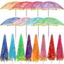 Sanwuta 8 Pcs Sequins Lace Indian Umbrella Handmade Designer Embroidery Retro Boho Pagoda Parasols for Wedding Party Outdoor