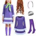 Oerinkend Halloween Costume for Girls - Deluxe Red Skirt Set with Wig, Socks & Accessories (Dahne-M)