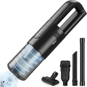 Handheld Vacuum Cordless, 5-in-1 Car Vacuum Portable Cordless 30 Mins Rapid Rechargeable Hand Vacuum Brushless Motor 19000Pa Strong Suction, Dust Busters for Car Home with 4 Nozzles, Black