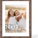 10x13 Picture Frame with Glass, Display Diploma 8.5x11 with Mat or 10 x 13 without Mat - Wall and Tabletop, 10 by 13 Photo Wooden Frames (Rustic Brown, 1 Pack)