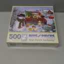 Bits and Pieces - 500 Piece Jigsaw Puzzle for Adults 18" x 24" - Red Truck with Puppies - 500 pc Snowman Christmas Dogs Jigsaw by Artist Makiko