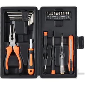 LAND 22-Piece Small Tool Kit with Toolbox - Essential Household Tool Set for Home Repair, DIY Projects, Garage & College Dorm, Includes Pliers, Screwdrivers & Portable Storage Case
