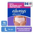 Always Discreet Adult Incontinence Underwear for Women and Postpartum Underwear, L, 76 Count