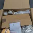 Farmhouse Chandelier, 5-Light Gold Chandelier with White Fabric Shade, Height Adjustable Modern Dining Room Light Fixture with E26 Base for Bedroom Foyer Hallway Entryway Kitchen Living Room (Rose Copper)