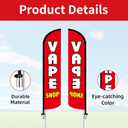 Hahafelt 1 Pack 15 FT Smoke Shop Windless Feather Swooper Flag Kit - Smoking Advertising Flag Banner Sign with Fiberglass Pole and Steel Ground Spike for Outdoor Decoration