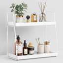 Forbena White 2 Tier Bathroom Organizer Countertop, Small Counter Top Organizer for Bathroom Decor, Modern Kitchen Counter Shelf for Snack, Vanity Makeup Organizers and Storage Tray for Bedroom
