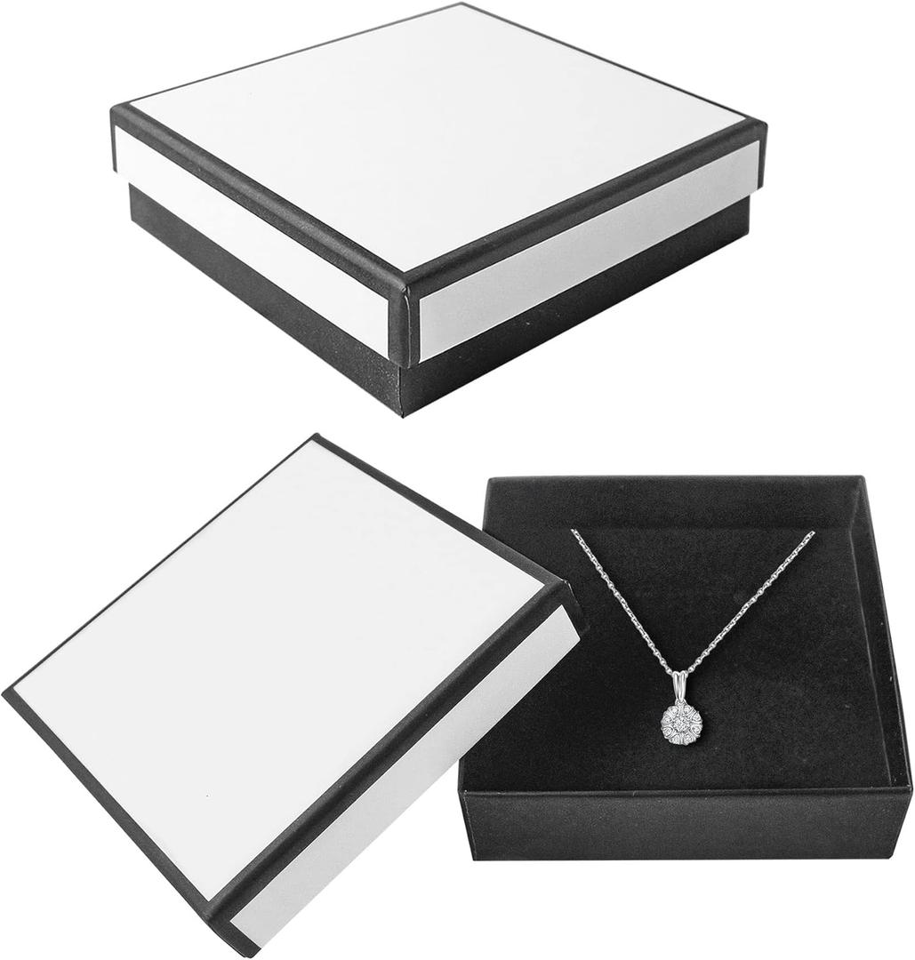 PTSGCAI 24 Pack Jewelry Gift Boxes - Necklace, Earring, Ring Boxes (Square, 3.5 x3.5 x1.2 Inches, Cotton Filled Cardboard Paper)