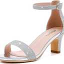 Girls Heel Sandals Girl Dress Shoes Open Toe Ankle Strap High Heels Pump Sandals Wedding Party for Little Big Kid, Size 13 (Glitter Silver)