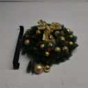 Hausse Lighted Christmas Wreath with Metal Hanger, Pre-lit Xmas Wreath with Large Golden Bow & Balls, Battery Operated with 40 LEDs Lights, for Front Door Gate Wall Christmas Party Decorations (15 Inch)