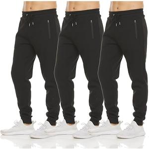 PURE CHAMP Mens Sweatpants 3 Pack Fleece Active Athletic Workout Jogger Sweatpants for Men with Zipper Pocket Size 3XL